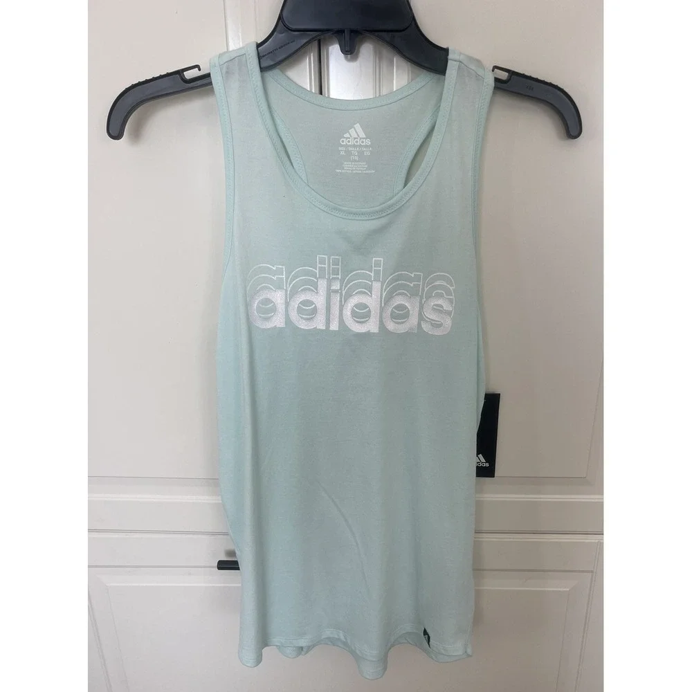 Adidas Girls Logo Tank Top, Ice Mint, Size  XLG 16 (AA4977)
